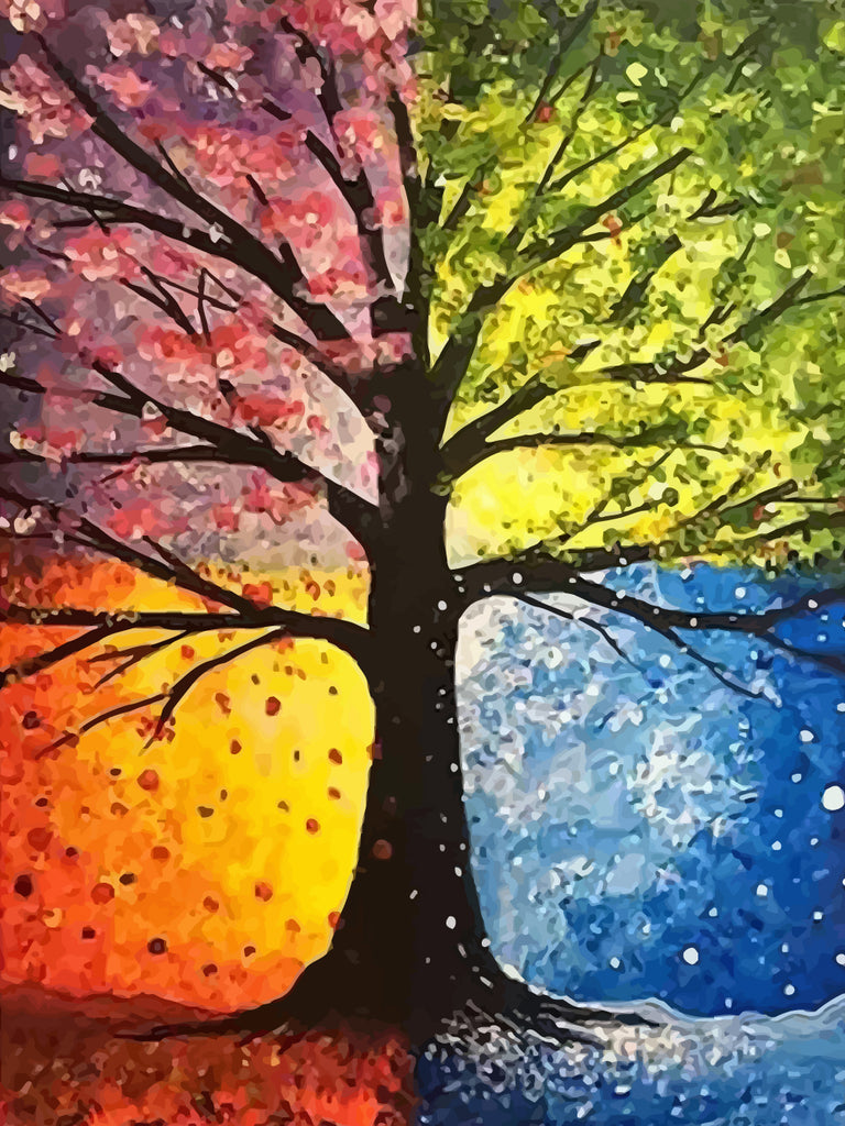 Four Seasons Tree Paint by Numbers