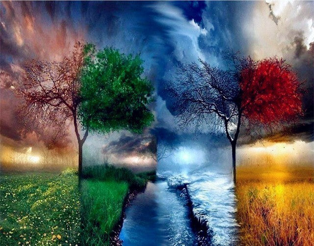 Four Seasons Trees Paint by Numbers