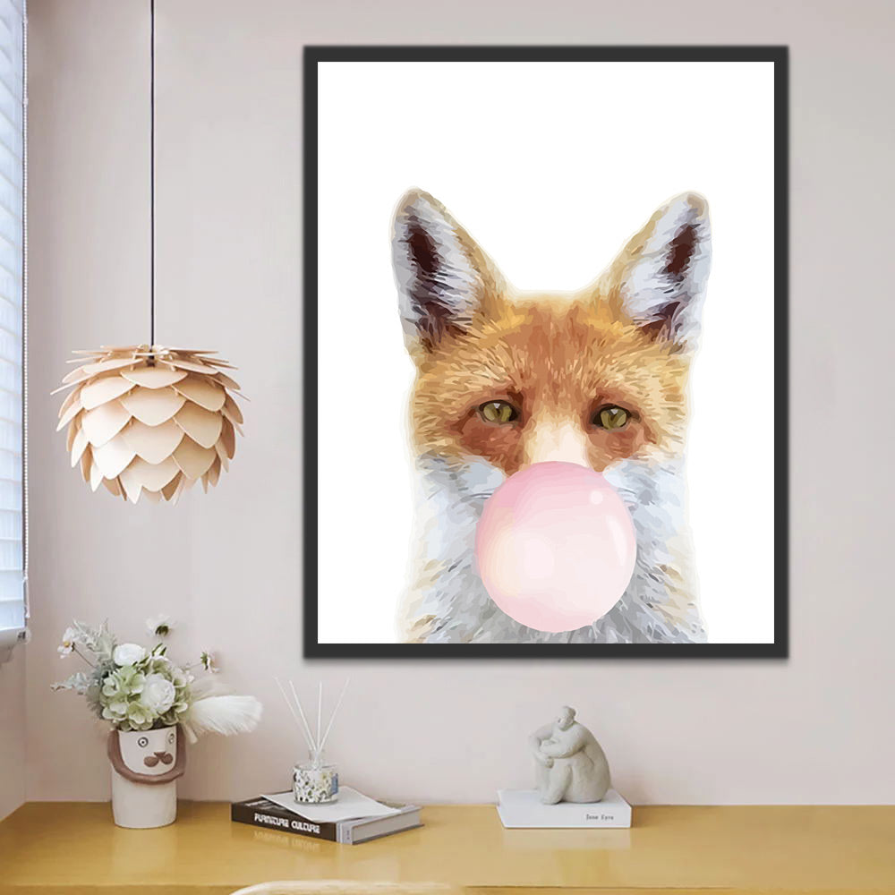 Fox with Pink Bubble Paint by Numbers