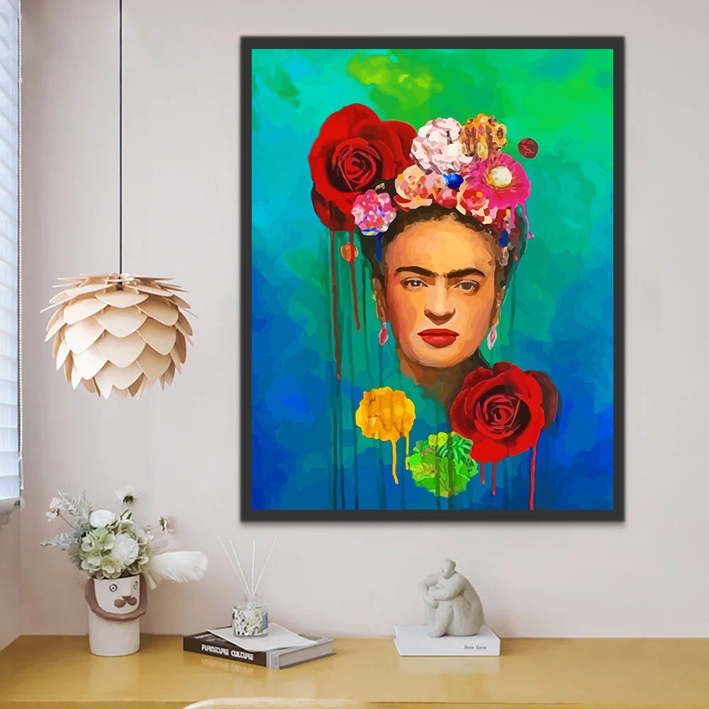 Frida Kahlo and Flowers Paint by Numbers