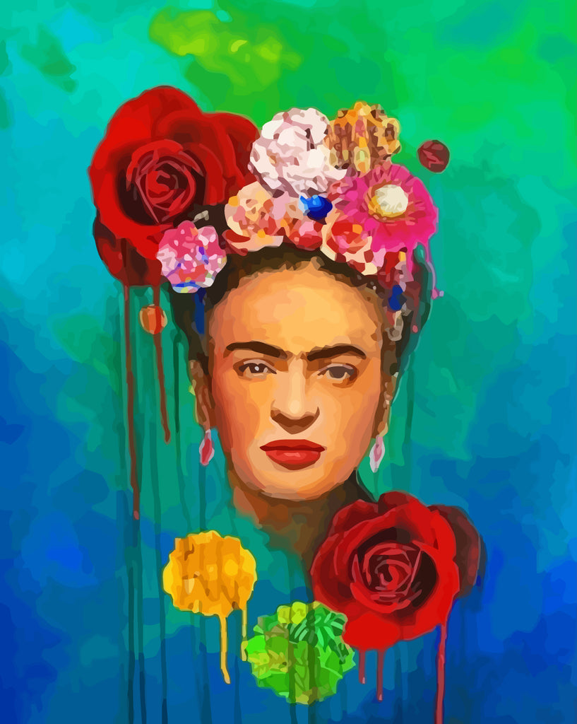 Frida Kahlo and Flowers Paint by Numbers