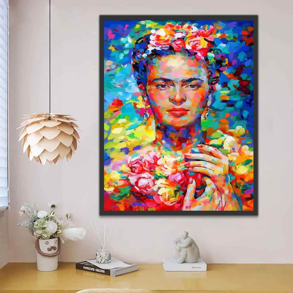 Frida Kahlo in Watercolor Style Paint by Numbers