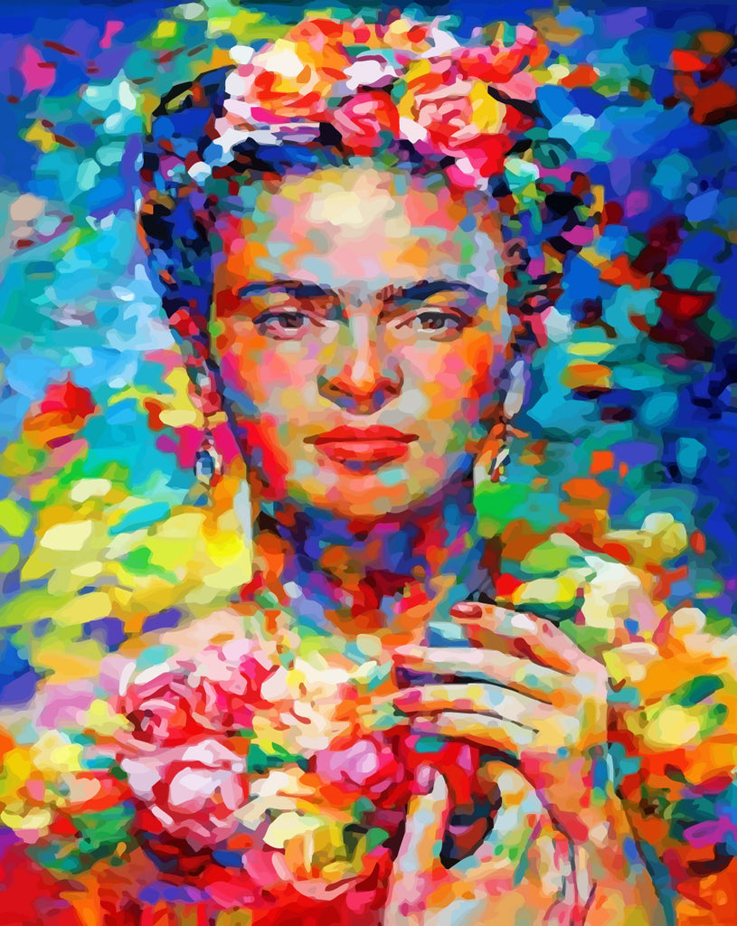 Frida Kahlo in Watercolor Style Paint by Numbers