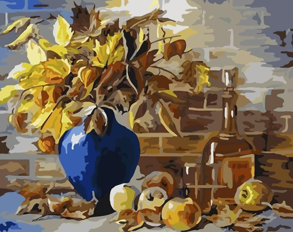 Fruits and Blue Vase Paint by Numbers