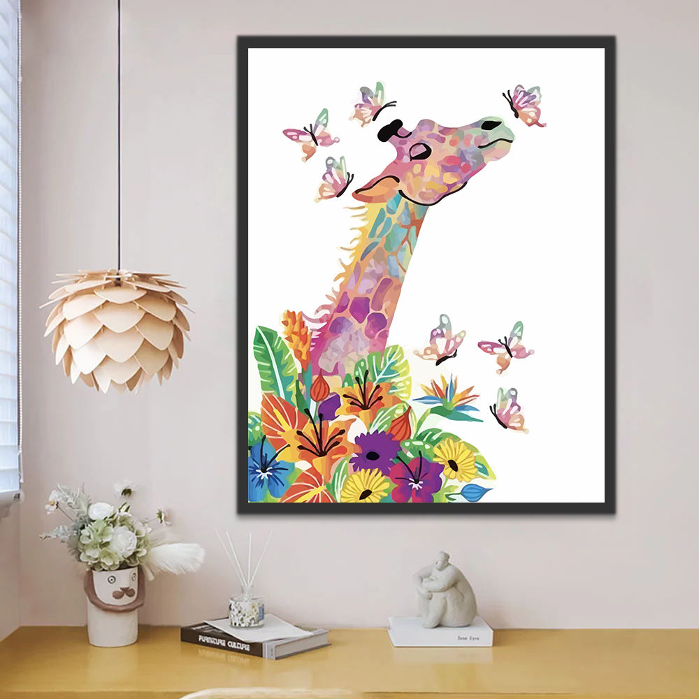 Giraffe and Butterflies Paint by Numbers