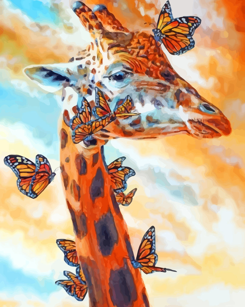 Giraffe and Butterflies Paint by Numbers