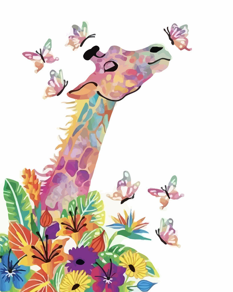 Giraffe and Butterflies Paint by Numbers