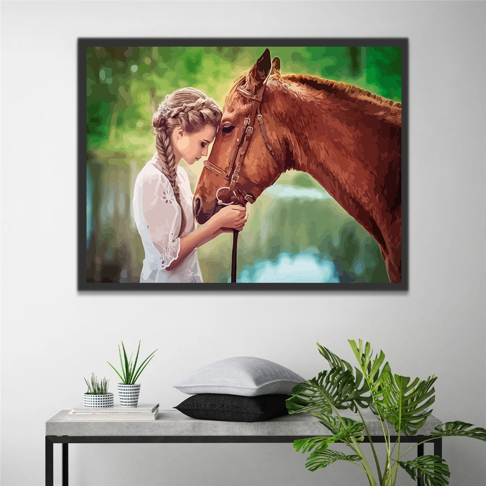 Girl and Horse Paint by Numbers