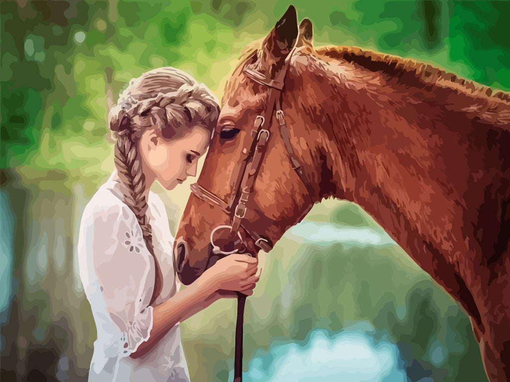 Girl and Horse Paint by Numbers