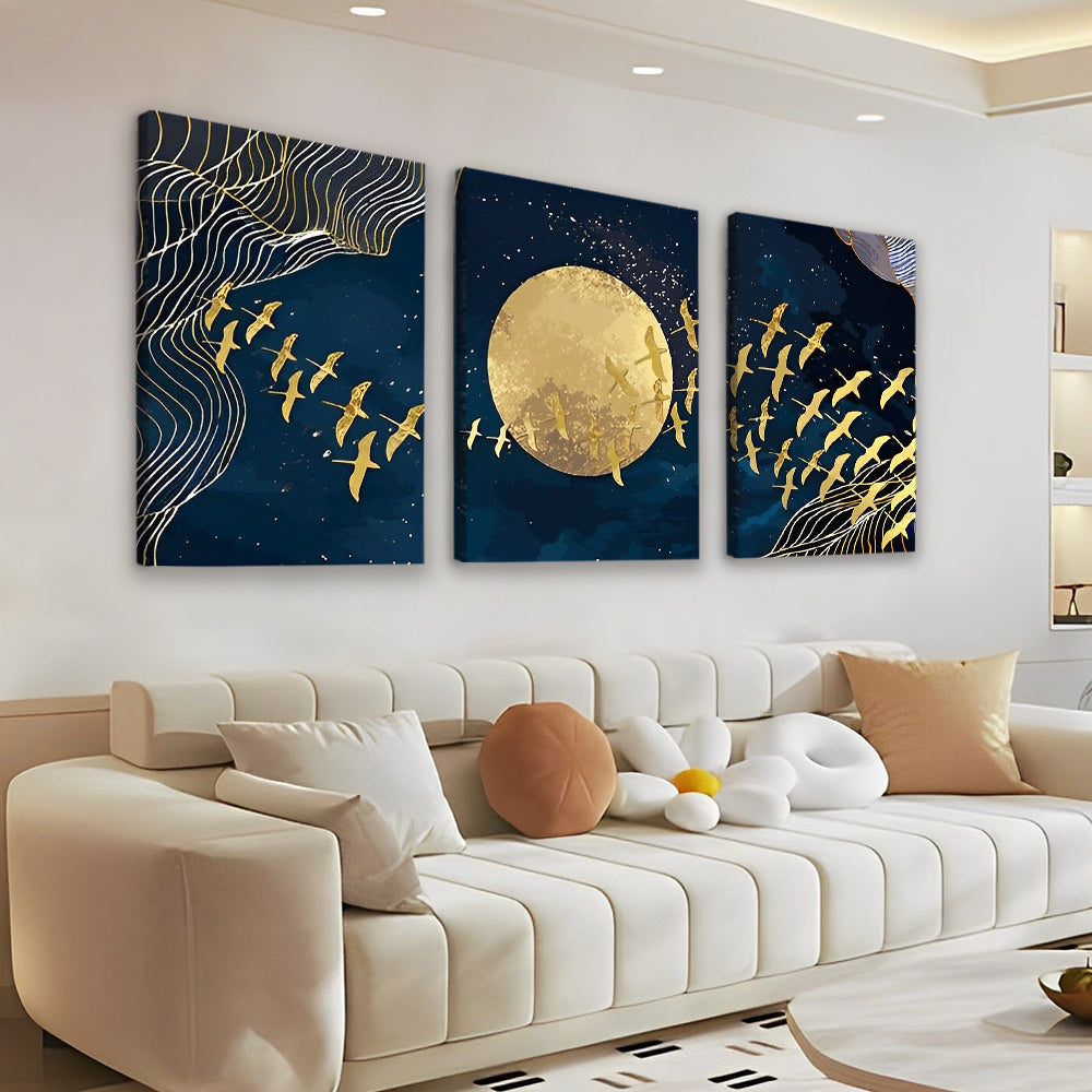 Golden Birds and Moon 3 Pack Paint By Numbers