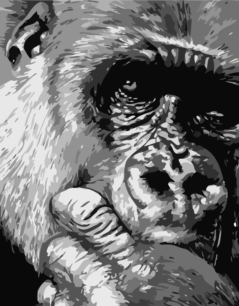 Gorilla in Black and White style Paint by Numbers