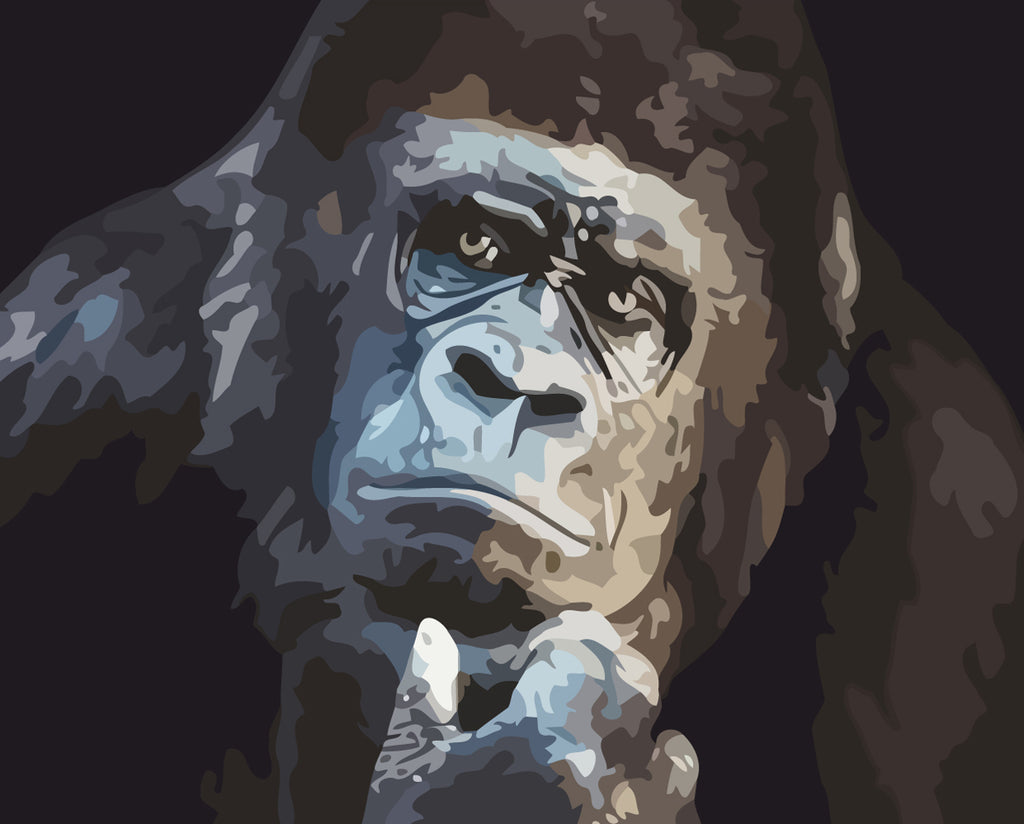 Gorilla on Black Background Paint by Numbers