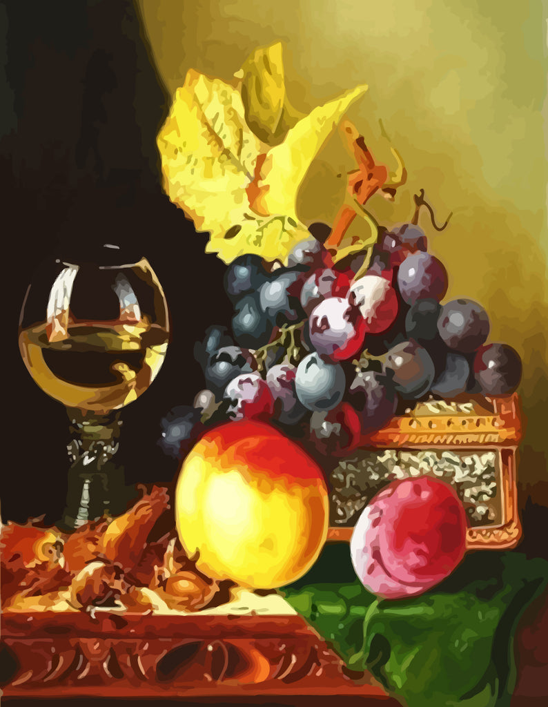 Grapes and Glass Paint by Numbers