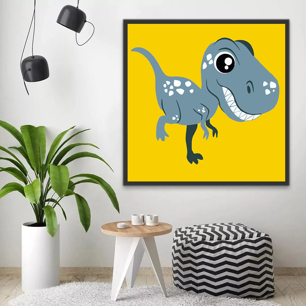 Grey Cartoon Dinosaur Paint by Numbers for Kids