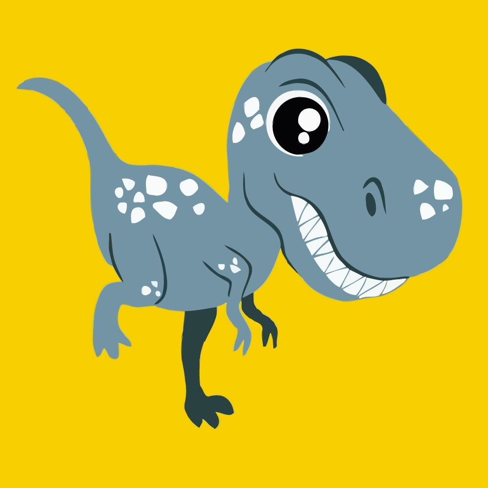 Grey Cartoon Dinosaur Paint by Numbers for Kids