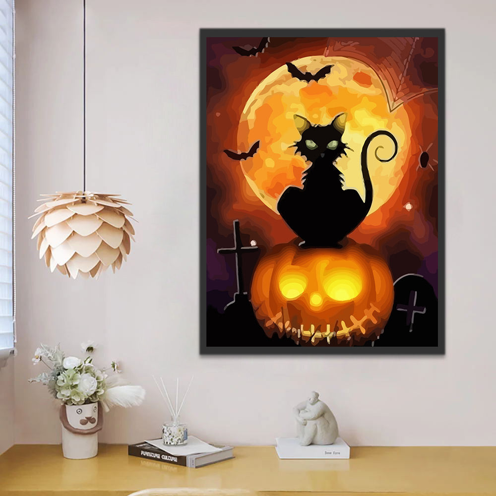 Halloween Black Cat Paint by Numbers