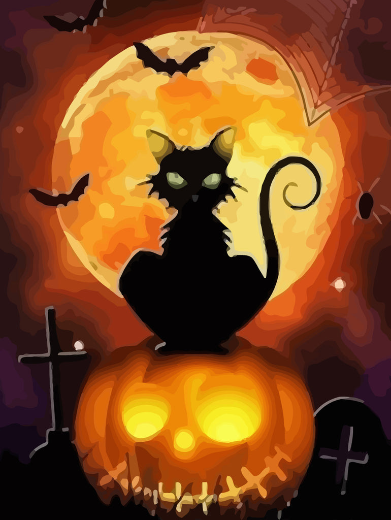 Halloween Black Cat Paint by Numbers