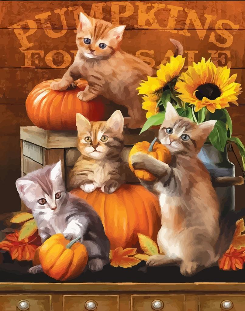 Halloween, Cats and Pumpkins Paint by Numbers