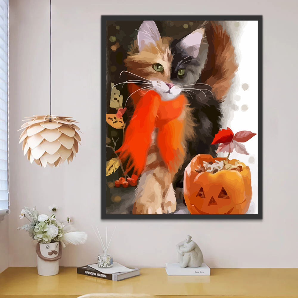 Halloween, Pumpkin and Cat Paint by Numbers