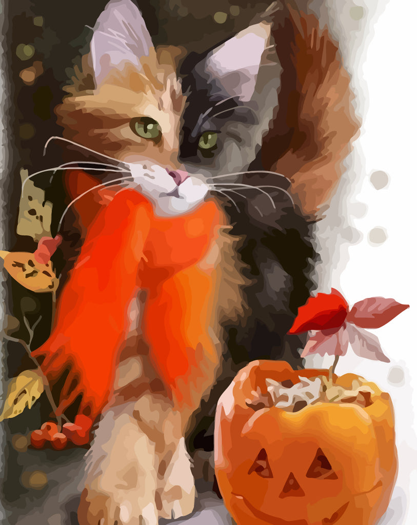 Halloween, Pumpkin and Cat Paint by Numbers