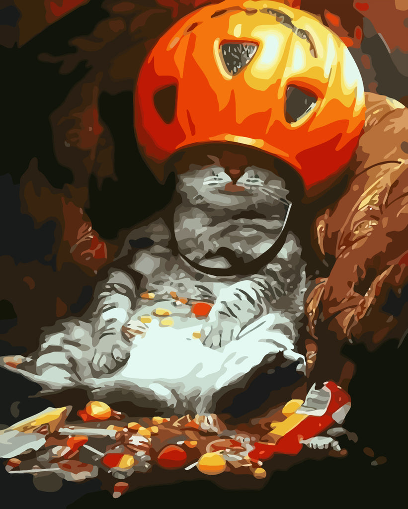 Halloween Pumpkin Candy Cat Paint by Numbers