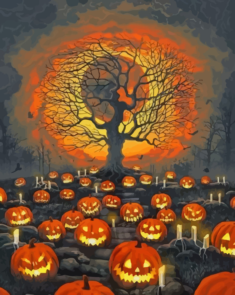 Halloween Pumpkin Lamps Paint by Numbers