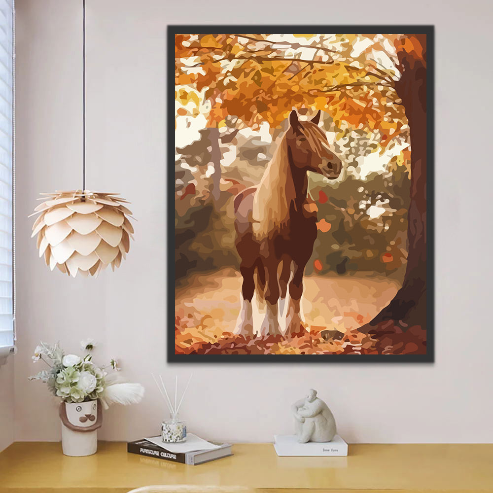 Horse and Autumn Leaves Paint by Numbers