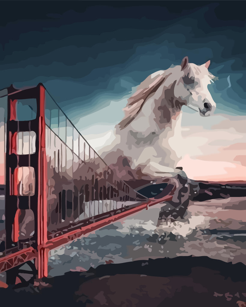 Horse Crossing Bridge Paint by Numbers