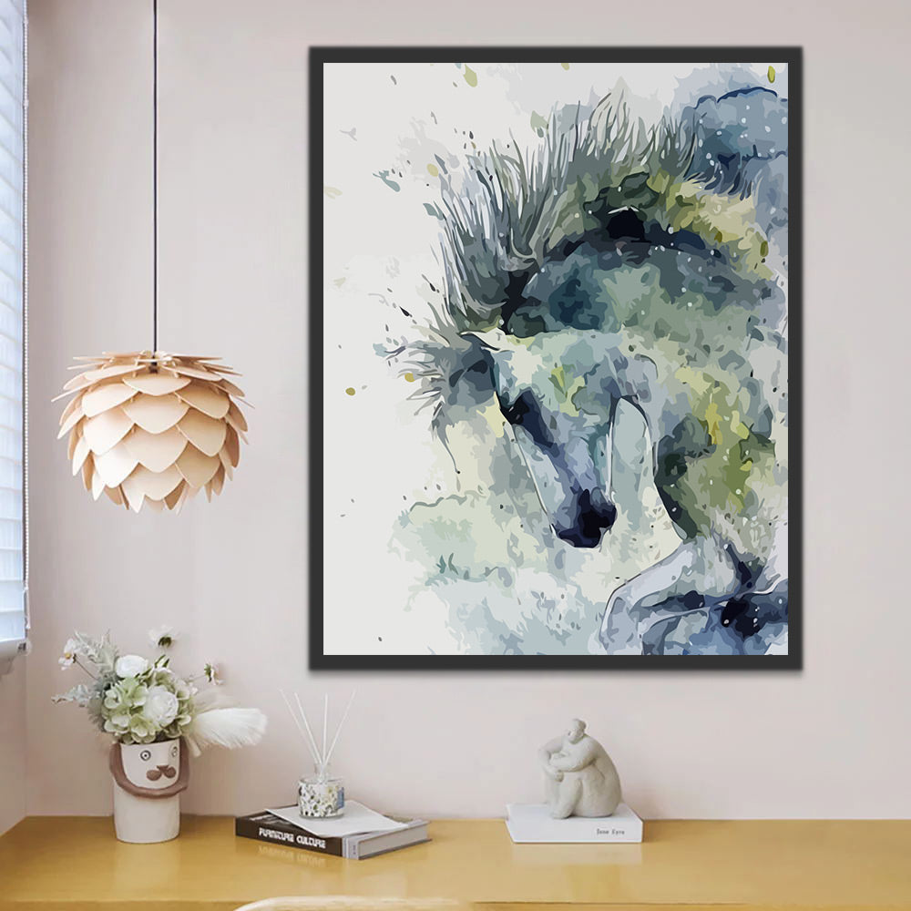 Horse in Ink Painting Style Paint by Numbers