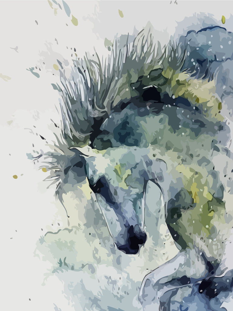 Horse in Ink Painting Style Paint by Numbers