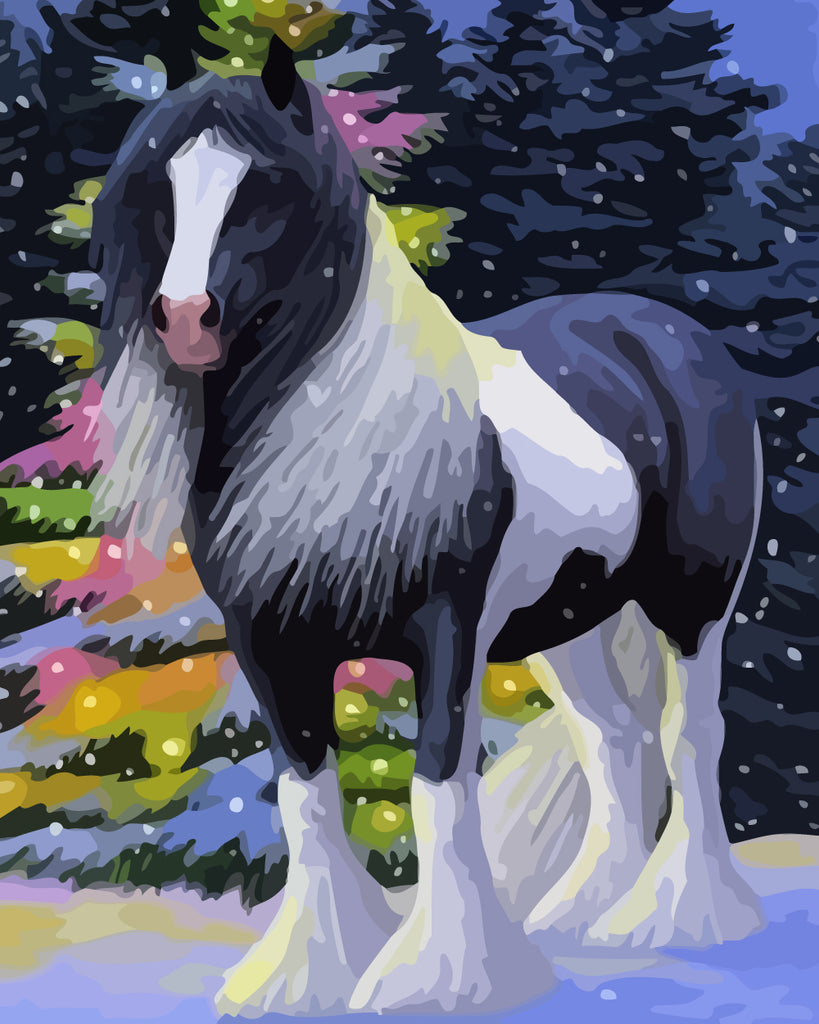 Horse in Snow Paint by Numbers