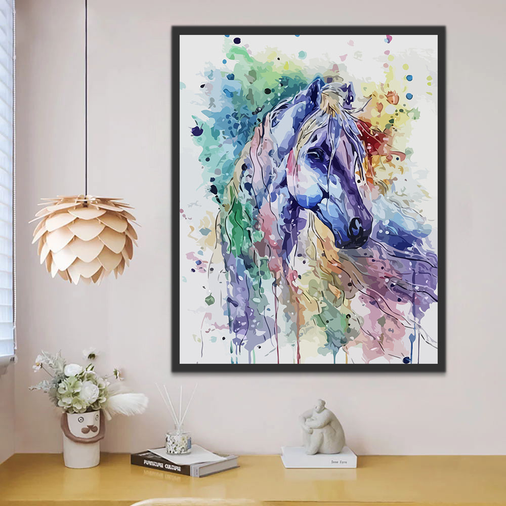 Horse in Watercolor Style Paint by Numbers
