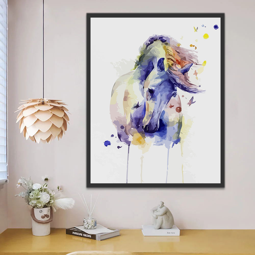 Horse in Watercolor Style Paint by Numbers