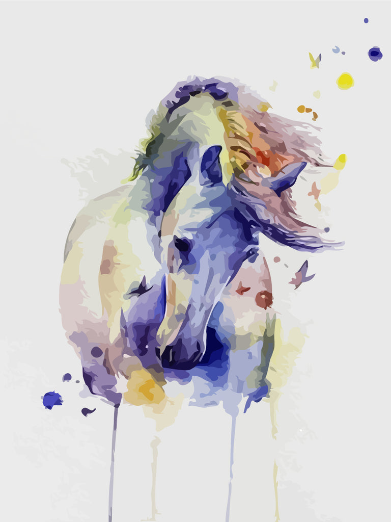Horse in Watercolor Style Paint by Numbers
