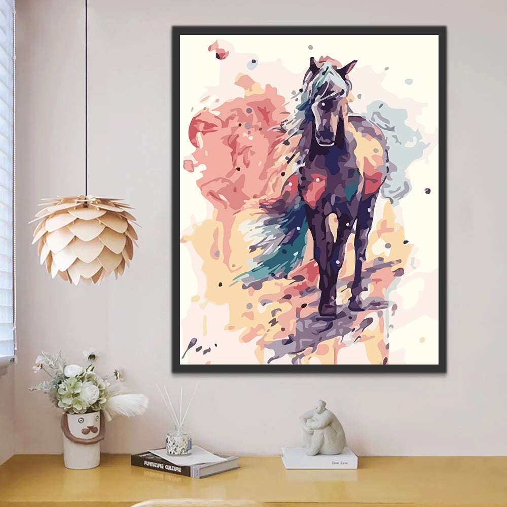 Horse in Watercolor Style Paint by Numbers