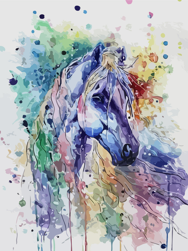 Horse in Watercolor Style Paint by Numbers
