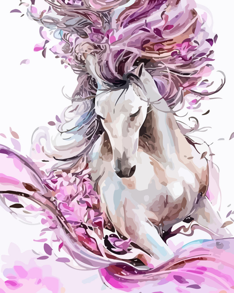 Horse with Pink Hair Paint by Numbers