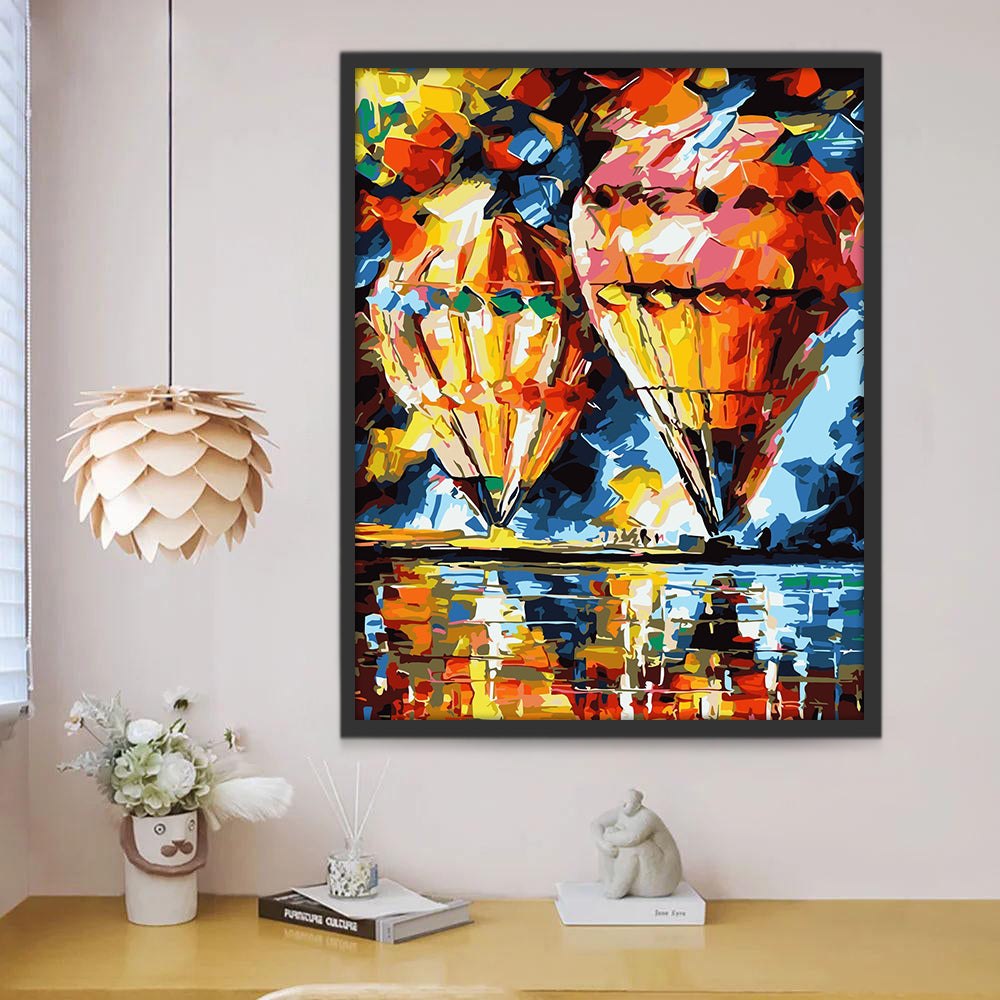 Hot Air Balloons Oil Painting Paint by Numbers