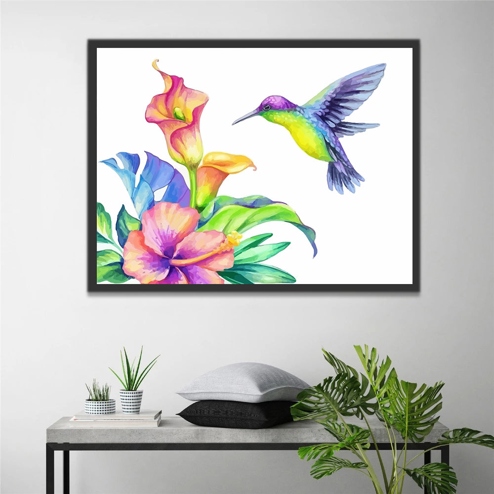 Hummingbird and Flowers Paint by Numbers