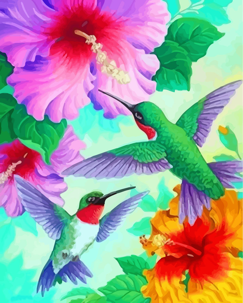 Hummingbirds and Flowers Paint by Numbers