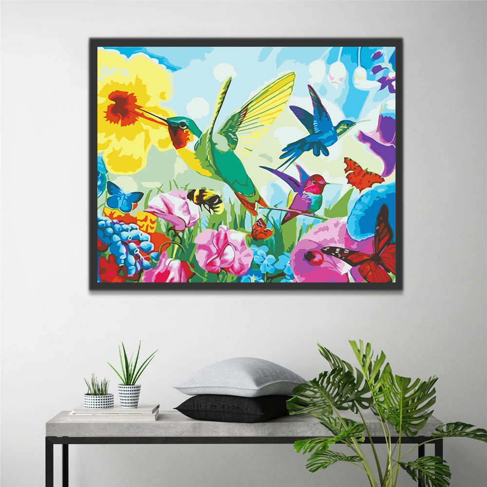 Hummingbirds, Butterflies and Flowers Paint by Numbers