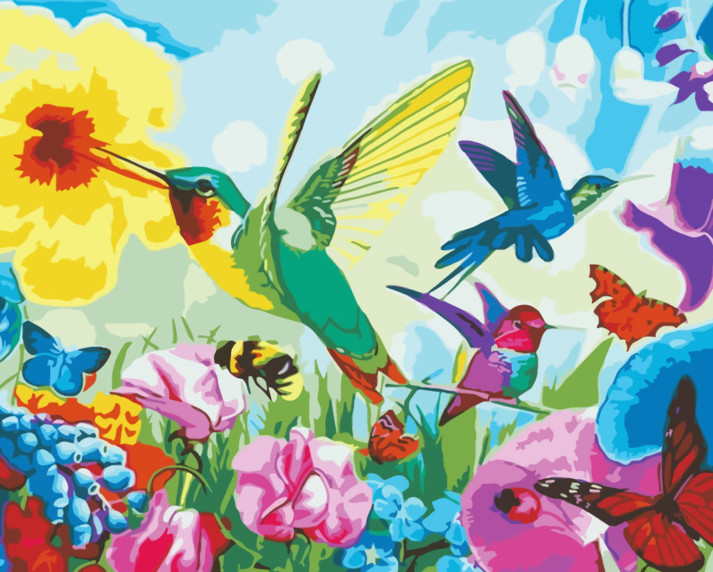 Hummingbirds, Butterflies and Flowers Paint by Numbers