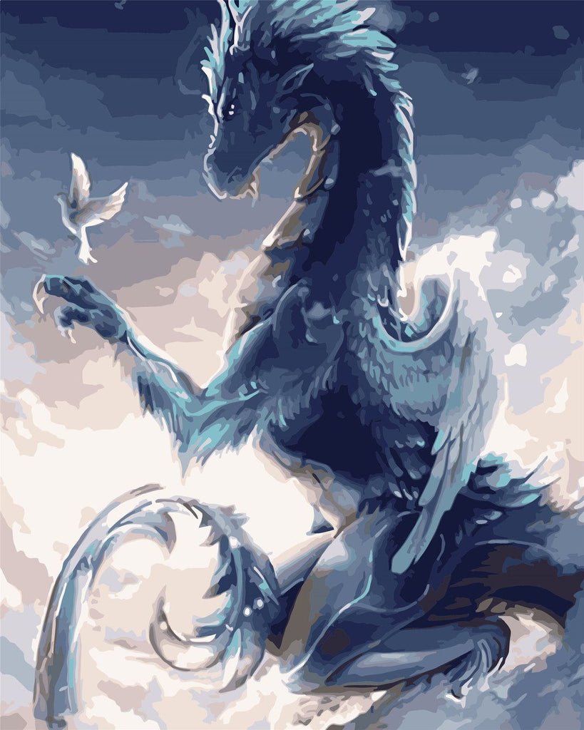 Ice Dragon and White Dove Paint by Numbers