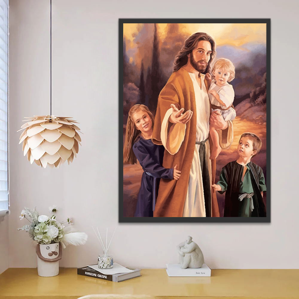 Jesus and the Children Paint by Numbers