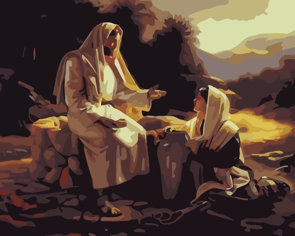 Jesus and Woman at the Well Paint by Numbers