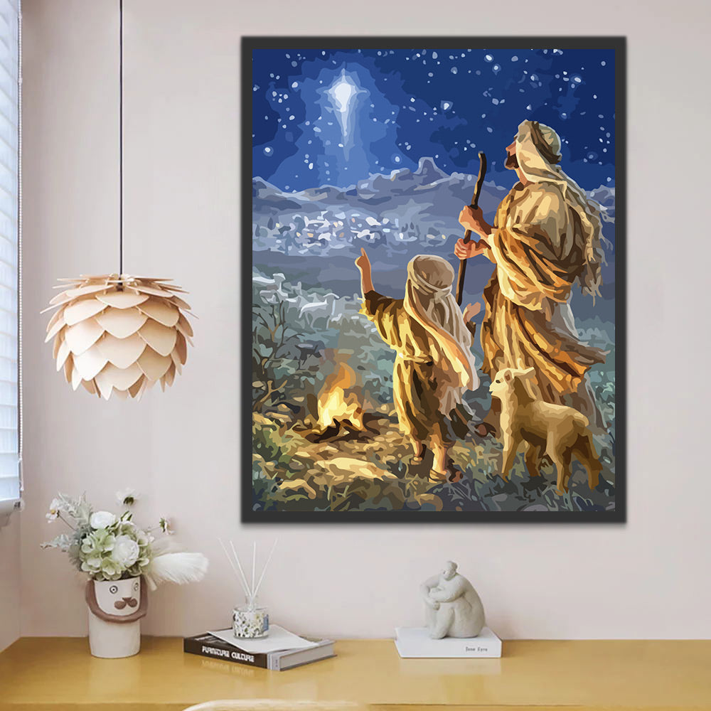 Jesus the Shepherd and Stars Paint by Numbers