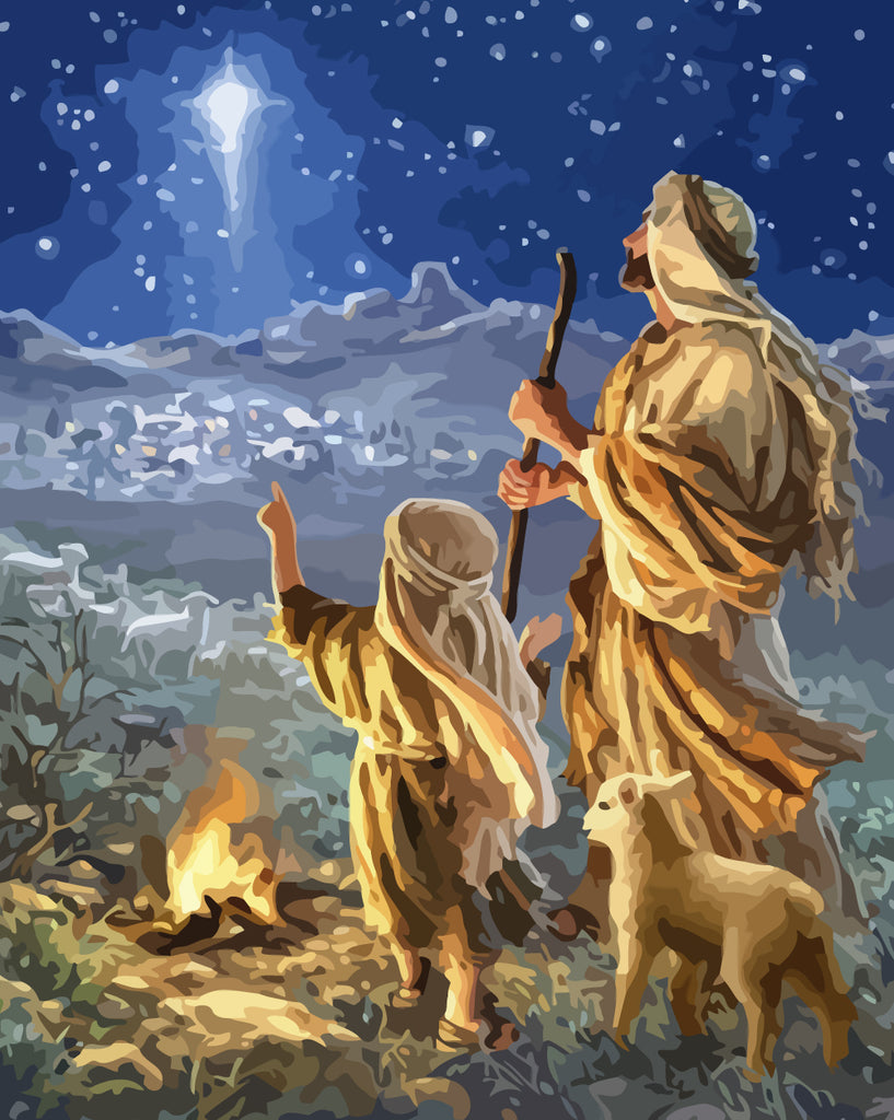 Jesus the Shepherd and Stars Paint by Numbers