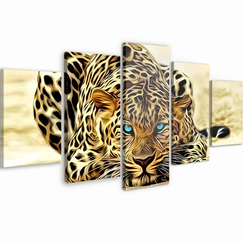 Leopard with Blue Eyes 5 Pack Paint By Numbers