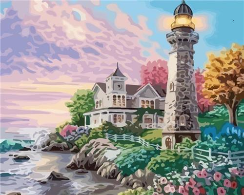 Lighthouse and Garden Paint by Numbers