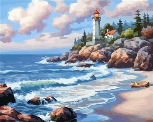 Lighthouse and Sea Paint by Numbers